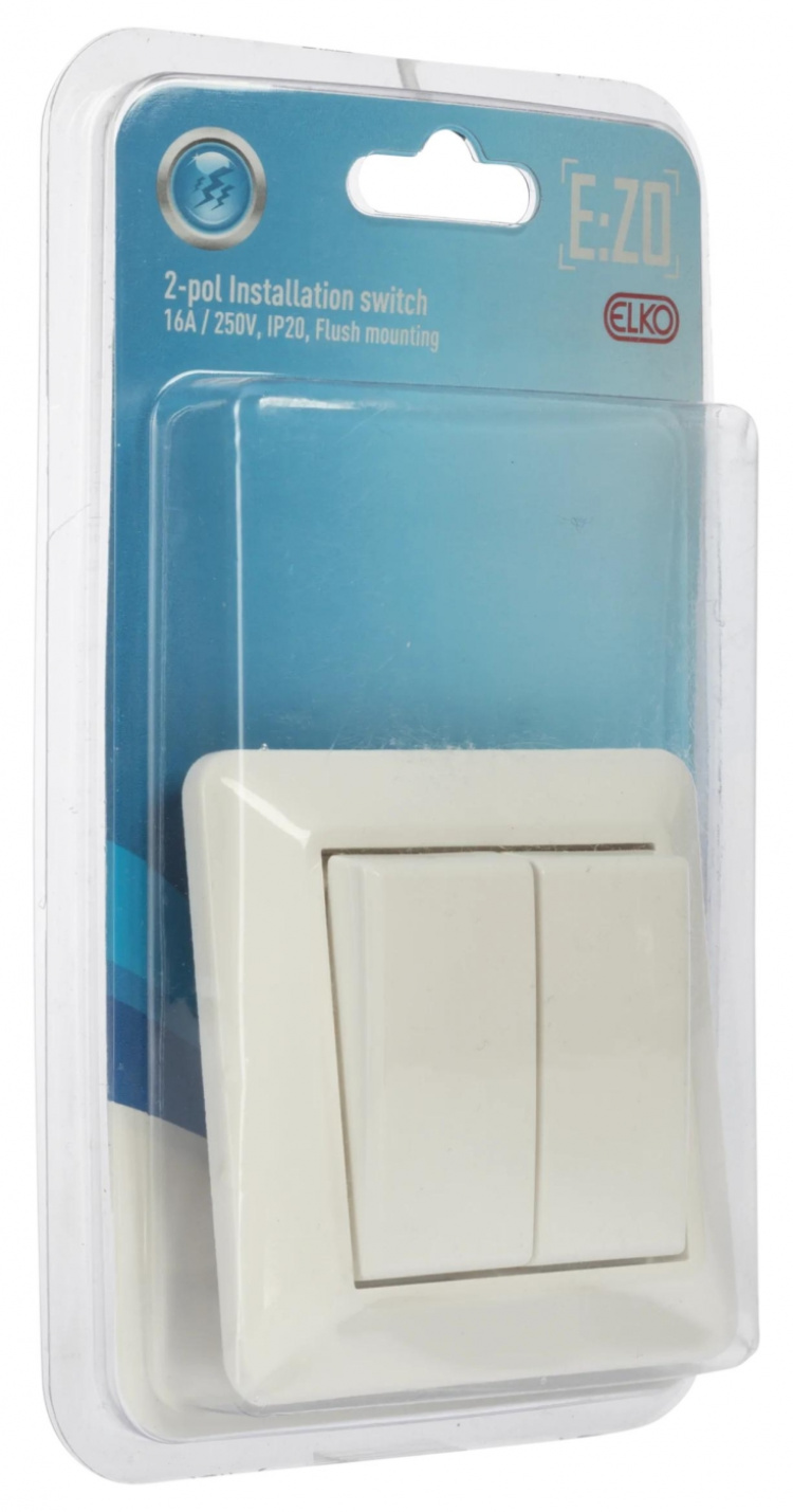 Nordic Quality ELKO 2 x 1 poll Installation switch 16A / 250V, IP20, Flush