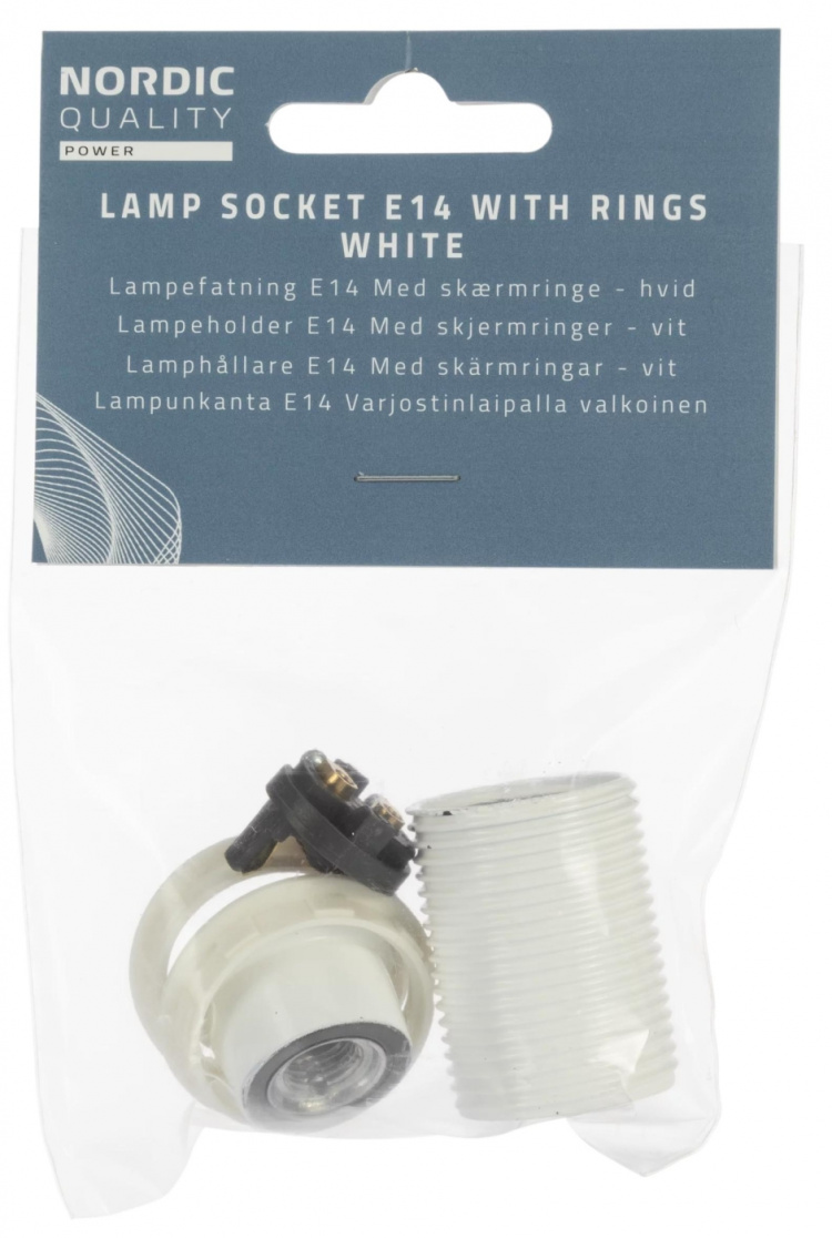 Nordic Quality Lampsockel E14 med lampskärmsring, Vit