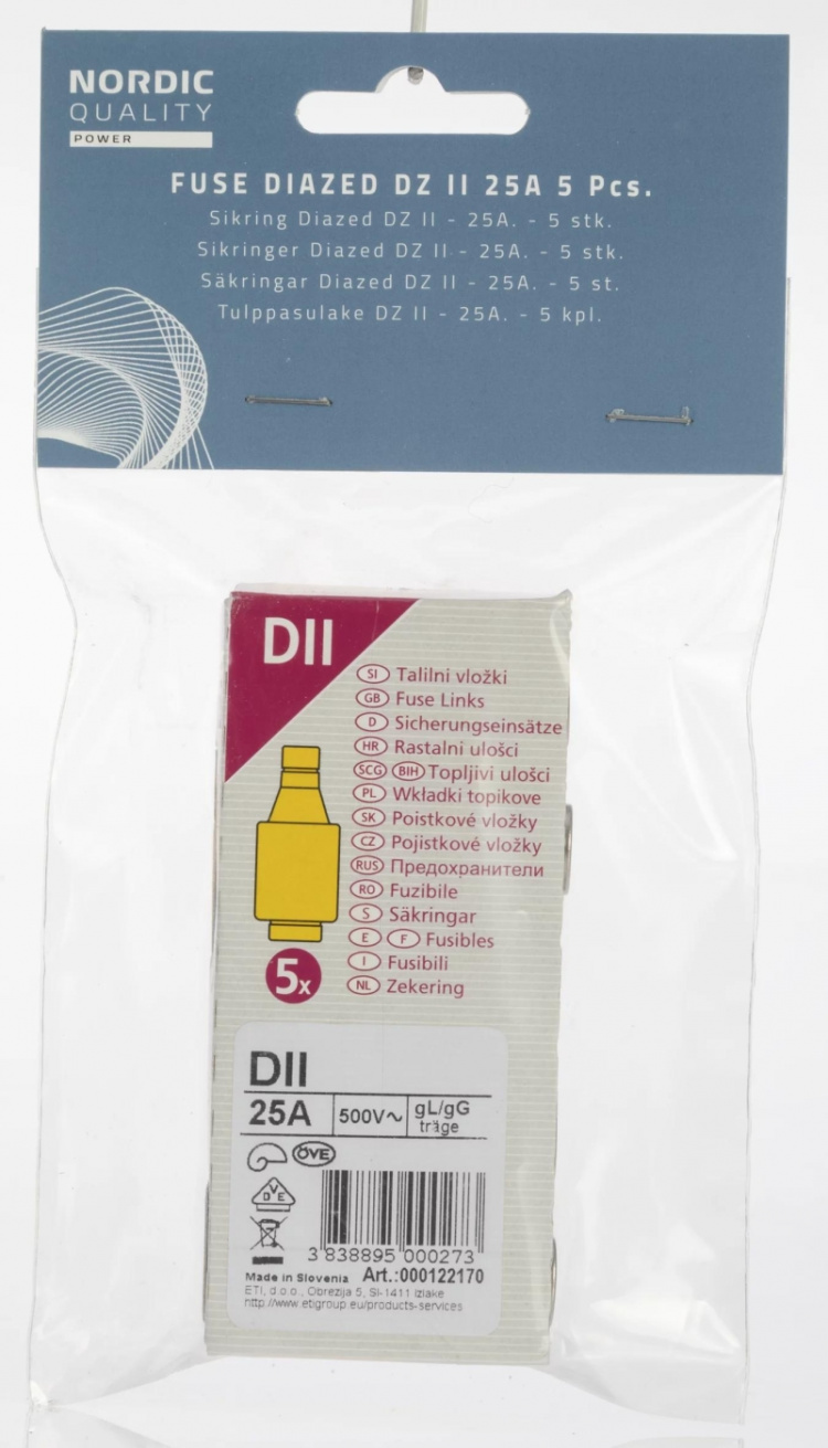 Nordic Quality fuse Diazed DZ II 25A 5 st