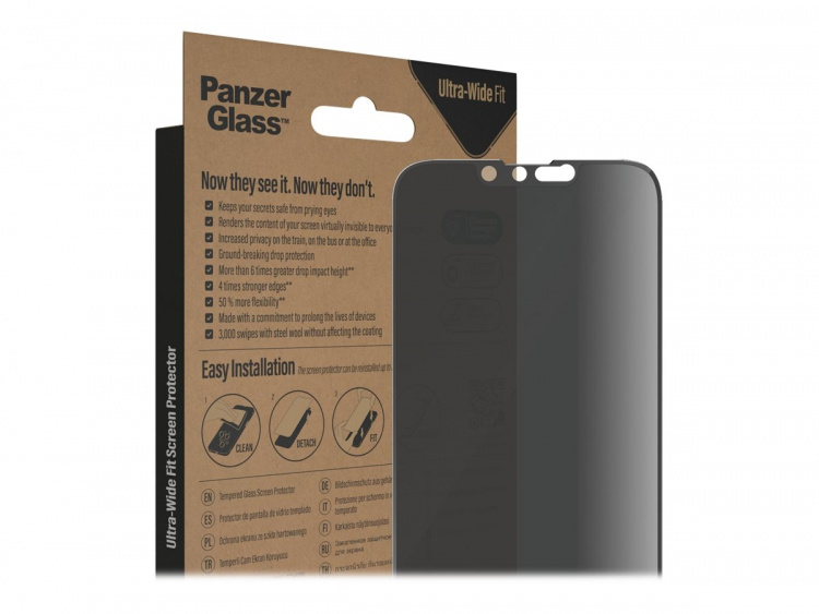 PanzerGlass Skærmbeskytter Sort Transparent Apple iPhone 13, 13 Pro, 14