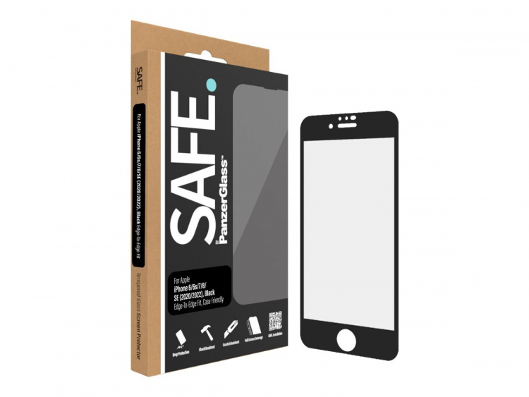 PanzerGlass SAFE. by PanzerGlass Skærmbeskytter Sort Transparent Apple iPhone 6, 6s, 7, 8 (4.7 tommer), SE (2. generation), SE (3rd generation) PanzerGlass SAFE. by PanzerGlass Skærmbeskytter Sort Transparent Apple iPhone 6, 6s, 7, 8 (4.7 tommer), SE (2. generation), SE (3rd generation)