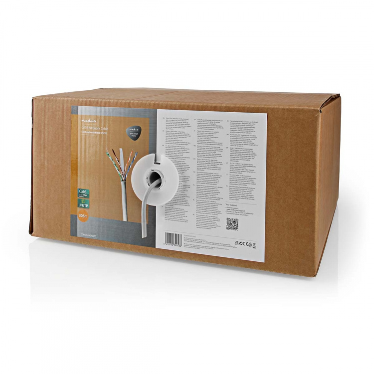 Nedis Netwerk Kabel Rol | CAT6 | Solid | U/UTP | CCA | 305.0 m | Binnenshuis | Rond | PVC | Grijs | Trekdoos Nedis Netwerk Kabel Rol | CAT6 | Solid | U/UTP | CCA | 305.0 m | Binnenshuis | Rond | PVC | Grijs | Trekdoos
