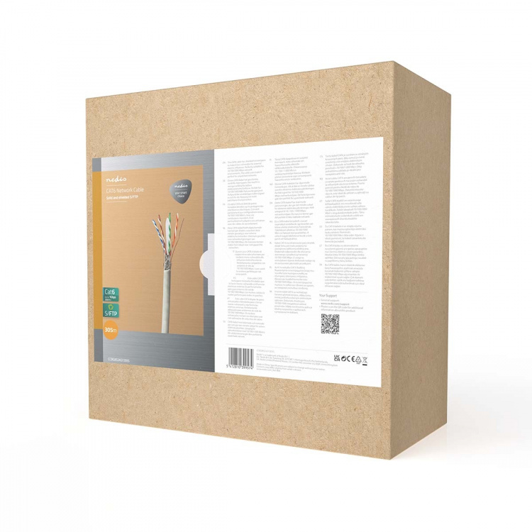 Nedis Netwerk Kabel Rol | CAT6 | Solid | S/FTP | CCA | 305.0 m | Binnenshuis | Rond | PVC | Grijs | Trekdoos Nedis Netwerk Kabel Rol | CAT6 | Solid | S/FTP | CCA | 305.0 m | Binnenshuis | Rond | PVC | Grijs | Trekdoos