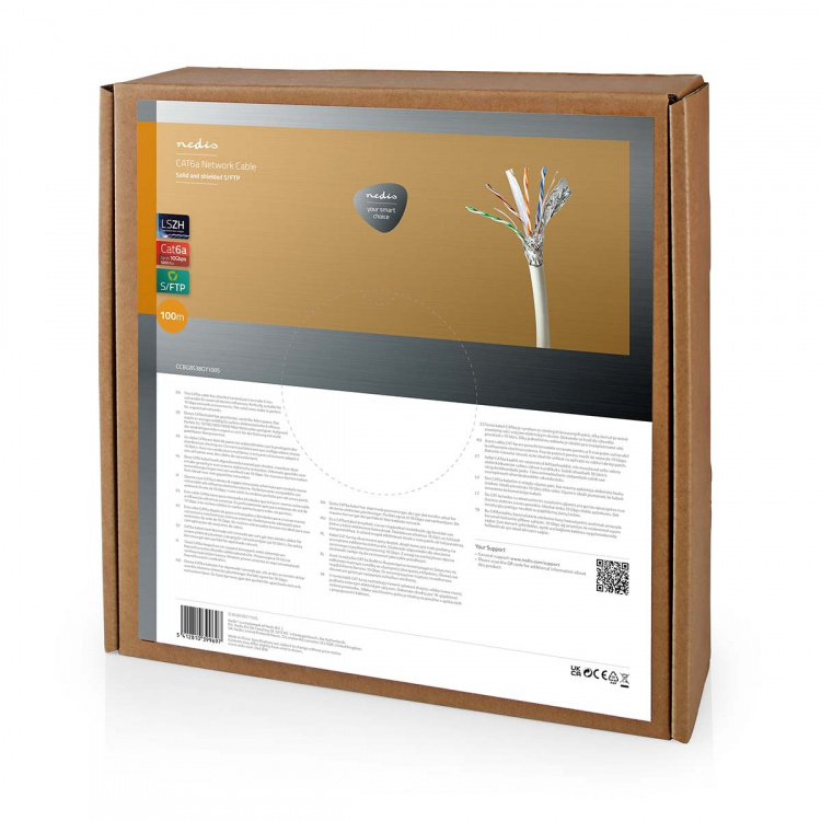 Nedis Netwerk Kabel Rol | CAT6a | Solid | SF/UTP | Koper | 100.0 m | Binnenshuis | Rond | LSZH | Grijs | Gift Box Nedis Netwerk Kabel Rol | CAT6a | Solid | SF/UTP | Koper | 100.0 m | Binnenshuis | Rond | LSZH | Grijs | Gift Box