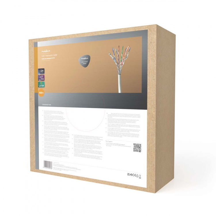 Nedis Netwerk Kabel Rol | CAT7 | Solid | S/FTP | Koper | 100.0 m | Binnenshuis | Rond | LSZH | Grijs | Gift Box Nedis Netwerk Kabel Rol | CAT7 | Solid | S/FTP | Koper | 100.0 m | Binnenshuis | Rond | LSZH | Grijs | Gift Box