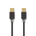 Nedis USB-Kabel | USB 2.0 | USB-A Male | USB-A Male | 480 Mbps | Verguld | 2.00 m | Rond | PVC | Antraciet | Doos Nedis USB-Kabel | USB 2.0 | USB-A Male | USB-A Male | 480 Mbps | Verguld | 2.00 m | Rond | PVC | Antraciet | Doos
