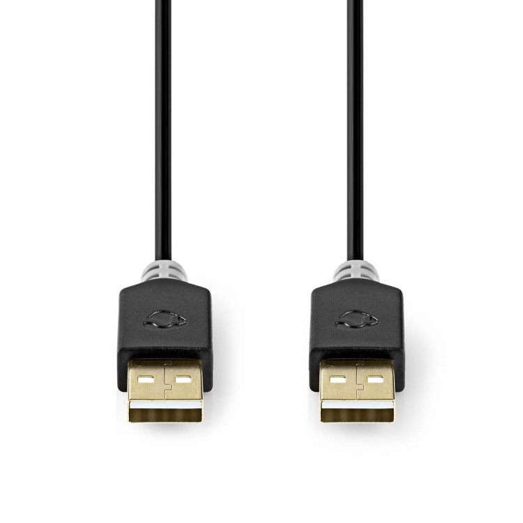 Nedis USB-Kabel | USB 2.0 | USB-A Male | USB-A Male | 480 Mbps | Verguld | 2.00 m | Rond | PVC | Antraciet | Doos Nedis USB-Kabel | USB 2.0 | USB-A Male | USB-A Male | 480 Mbps | Verguld | 2.00 m | Rond | PVC | Antraciet | Doos