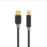 Nedis USB-Kabel | USB 2.0 | USB-A Male | USB-B Male | 480 Mbps | Verguld | 1.00 m | Rond | PVC | Antraciet | Doos