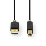 Nedis USB-Kabel | USB 2.0 | USB-A Male | USB-B Male | 480 Mbps | Verguld | 3.00 m | Rond | PVC | Antraciet | Window Box Nedis USB-Kabel | USB 2.0 | USB-A Male | USB-B Male | 480 Mbps | Verguld | 3.00 m | Rond | PVC | Antraciet | Window Box