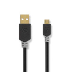Nedis USB-Kabel | USB 2.0 | USB-A Male | USB Micro-B Male | 480 Mbps | Verguld | 1.00 m | Rond | PVC | Antraciet | Doos Nedis USB-Kabel | USB 2.0 | USB-A Male | USB Micro-B Male | 480 Mbps | Verguld | 1.00 m | Rond | PVC | Antraciet | Doos