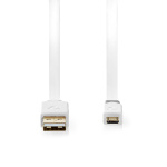 Nedis USB-Kabel | USB 2.0 | USB-A Male | USB Micro-B Male | 480 Mbps | Verguld | 1.00 m | Plat | PVC | Wit | Window Box