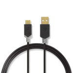 Nedis USB-Kabel | USB 2.0 | USB-A Male | USB-C™ Male | 60 W | 480 Mbps | Verguld | 2.00 m | Rond | PVC | Antraciet | Doos Nedis USB-Kabel | USB 2.0 | USB-A Male | USB-C™ Male | 60 W | 480 Mbps | Verguld | 2.00 m | Rond | PVC | Antraciet | Doos