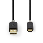 Nedis USB-Kabel | USB 2.0 | USB-A Male | USB-C™ Male | 60 W | 480 Mbps | Verguld | 2.00 m | Rond | PVC | Antraciet | Doos Nedis USB-Kabel | USB 2.0 | USB-A Male | USB-C™ Male | 60 W | 480 Mbps | Verguld | 2.00 m | Rond | PVC | Antraciet | Doos