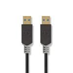Nedis USB-Kabel | USB 3.2 Gen 1 | USB-A Male | USB-A Male | 5 Gbps | Verguld | 2.00 m | Rond | PVC | Antraciet | Doos Nedis USB-Kabel | USB 3.2 Gen 1 | USB-A Male | USB-A Male | 5 Gbps | Verguld | 2.00 m | Rond | PVC | Antraciet | Doos