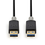 Nedis USB-Kabel | USB 3.2 Gen 1 | USB-A Male | USB-A Male | 5 Gbps | Verguld | 2.00 m | Rond | PVC | Antraciet | Doos Nedis USB-Kabel | USB 3.2 Gen 1 | USB-A Male | USB-A Male | 5 Gbps | Verguld | 2.00 m | Rond | PVC | Antraciet | Doos
