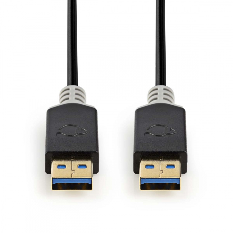 Nedis USB-Kabel | USB 3.2 Gen 1 | USB-A Male | USB-A Male | 5 Gbps | Verguld | 2.00 m | Rond | PVC | Antraciet | Doos Nedis USB-Kabel | USB 3.2 Gen 1 | USB-A Male | USB-A Male | 5 Gbps | Verguld | 2.00 m | Rond | PVC | Antraciet | Doos