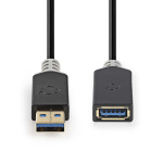 Nedis USB-Kabel | USB 3.2 Gen 1 | USB-A Male | USB-A Female | 5 Gbps | Verguld | 2.00 m | Rond | PVC | Antraciet | Doos Nedis USB-Kabel | USB 3.2 Gen 1 | USB-A Male | USB-A Female | 5 Gbps | Verguld | 2.00 m | Rond | PVC | Antraciet | Doos