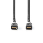 Nedis USB-Kabel | USB 3.2 Gen 2x2 | USB-C™ Male | USB-C™ Male | 100 W | 4K@60Hz | 20 Gbps | Verguld | 2.00 m | Rond | PVC | Zilver | Doos Nedis USB-Kabel | USB 3.2 Gen 2x2 | USB-C™ Male | USB-C™ Male | 100 W | 4K@60Hz | 20 Gbps | Verguld | 2.00 m | Rond | PVC | Zilver | Doos
