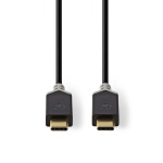 Nedis USB-Kabel | USB 3.2 Gen 1 | USB-C™ Male | USB-C™ Male | 60 W | 4K@60Hz | 5 Gbps | Verguld | 2.00 m | Rond | PVC | Zwart | Doos