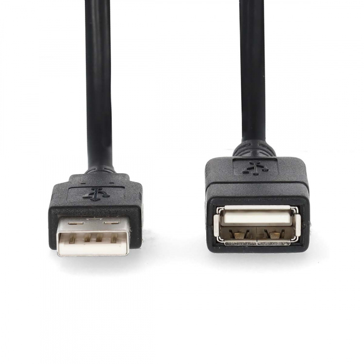 Nedis USB-Kabel | USB 2.0 | USB-A Male | USB-A Female | 480 Mbps | Vernikkeld | 1.00 m | Rond | PVC | Zwart | Doos
