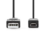 Nedis USB-Kabel | USB 2.0 | USB-A Male | USB Mini-B 5-Pins Male | 480 Mbps | Vernikkeld | 1.00 m | Rond | PVC | Zwart | Doos