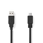 Nedis USB-Kabel | USB 2.0 | USB-A Male | USB Micro-B Male | 480 Mbps | Vernikkeld | 1.00 m | Rond | PVC | Zwart | Doos Nedis USB-Kabel | USB 2.0 | USB-A Male | USB Micro-B Male | 480 Mbps | Vernikkeld | 1.00 m | Rond | PVC | Zwart | Doos