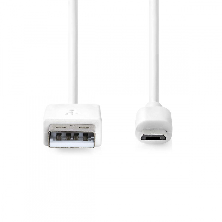 Nedis USB-Kabel | USB 2.0 | USB-A Male | USB Micro-B Male | 480 Mbps | Vernikkeld | 1.00 m | Rond | PVC | Wit | Doos Nedis USB-Kabel | USB 2.0 | USB-A Male | USB Micro-B Male | 480 Mbps | Vernikkeld | 1.00 m | Rond | PVC | Wit | Doos