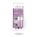 Nedis USB-Kabel | USB 2.0 | USB-A Male | USB-C™ Male | 60 W | 480 Mbps | Vernikkeld | 2.00 m | Rond | PVC | Wit | Doos