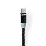 Nedis USB-Kabel | USB 2.0 | USB-A Male | USB Micro-B Male / USB-C™ Male | 10 W | No Data Transfer | Vernikkeld | 2.00 m | Rond | Nylon | Zwart | Doos