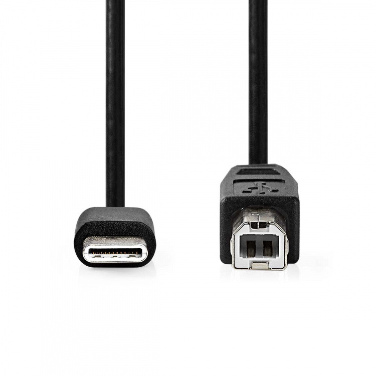 Nedis USB-Kabel | USB 2.0 | USB-C™ Male | USB-B Male | 480 Mbps | Vernikkeld | 2.00 m | Rond | PVC | Zwart | Doos