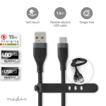 Nedis USB-Kabel | USB 2.0 | USB-A Male | USB-C™ Male | 15 W | 480 Mbps | Vernikkeld | 1.50 m | Rond | Silicone | Zwart | Doos Nedis USB-Kabel | USB 2.0 | USB-A Male | USB-C™ Male | 15 W | 480 Mbps | Vernikkeld | 1.50 m | Rond | Silicone | Zwart | Doos