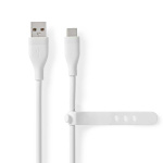 Nedis USB-Kabel | USB 2.0 | USB-A Male | USB-C™ Male | 15 W | 480 Mbps | Vernikkeld | 1.50 m | Rond | Silicone | Wit | Doos