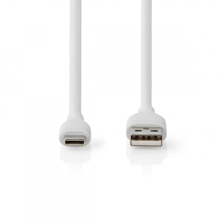 Nedis USB-Kabel | USB 2.0 | USB-A Male | USB-C™ Male | 15 W | 480 Mbps | Vernikkeld | 1.50 m | Rond | Silicone | Wit | Doos
