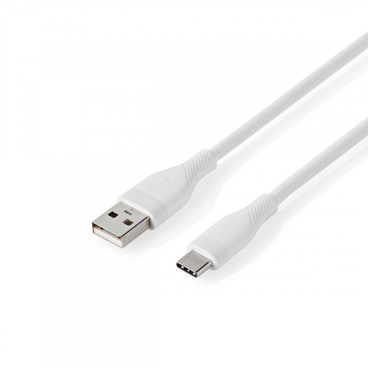 Nedis USB-Kabel | USB 2.0 | USB-A Male | USB-C™ Male | 15 W | 480 Mbps | Vernikkeld | 1.50 m | Rond | Silicone | Wit | Doos