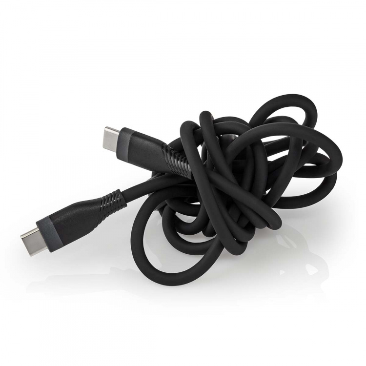 Nedis USB-Kabel | USB 2.0 | USB-C™ Male | USB-C™ Male | 60 W | 480 Mbps | Vernikkeld | 1.50 m | Rond | Silicone | Zwart | Doos
