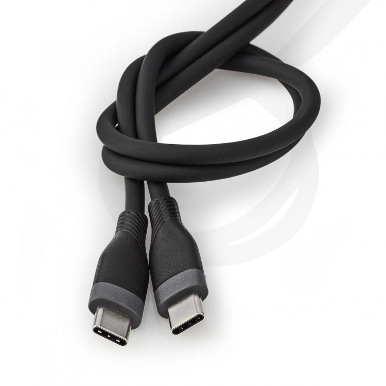 Nedis USB-Kabel | USB 2.0 | USB-C™ Male | USB-C™ Male | 60 W | 480 Mbps | Vernikkeld | 1.50 m | Rond | Silicone | Zwart | Doos