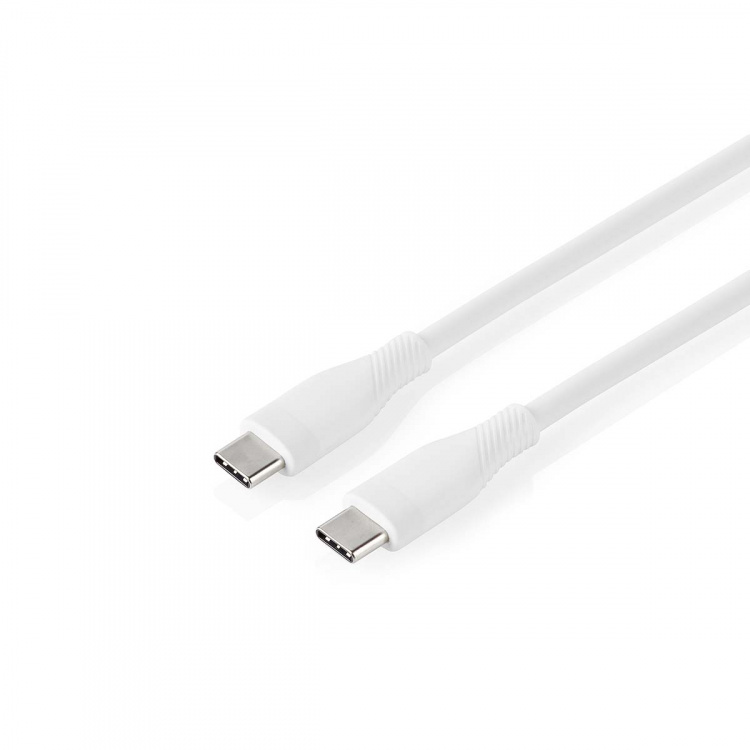 Nedis USB-Kabel | USB 2.0 | USB-C™ Male | USB-C™ Male | 60 W | 480 Mbps | Vernikkeld | 1.50 m | Rond | Silicone | Wit | Doos
