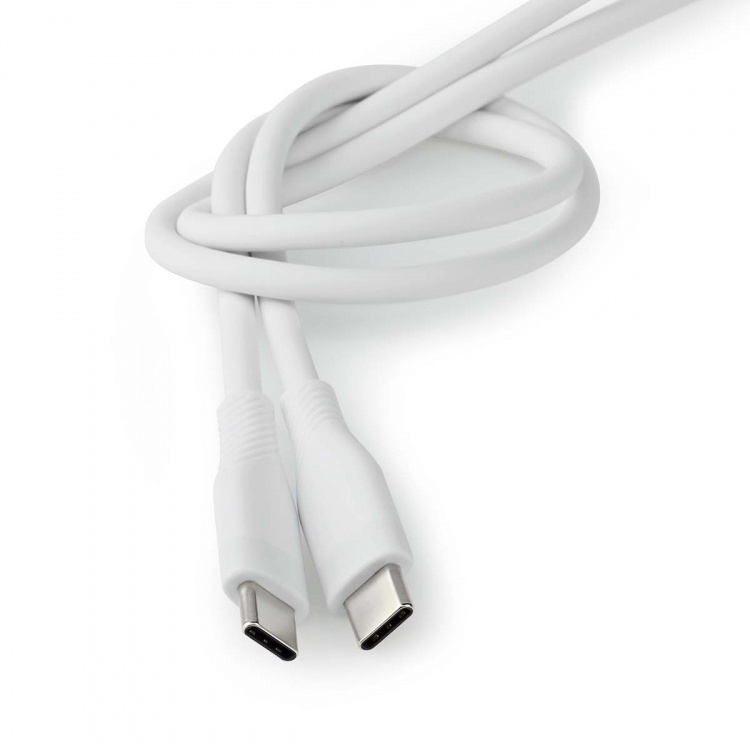Nedis USB-Kabel | USB 2.0 | USB-C™ Male | USB-C™ Male | 60 W | 480 Mbps | Vernikkeld | 1.50 m | Rond | Silicone | Wit | Doos