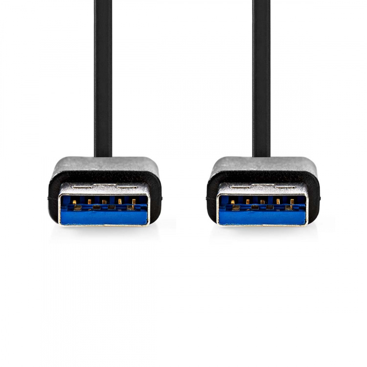 Nedis USB-Kabel | USB 3.2 Gen 1 | USB-A Male | USB-A Male | 5 Gbps | Vernikkeld | 1.00 m | Rond | PVC | Zwart | Doos