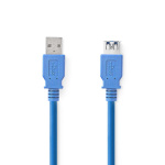 Nedis USB-Kabel | USB 3.2 Gen 1 | USB-A Male | USB-A Female | 5 Gbps | Vernikkeld | 2.00 m | Rond | PVC | Blauw | Doos