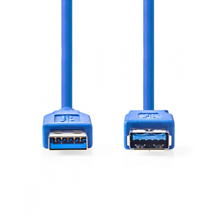 Nedis USB-Kabel | USB 3.2 Gen 1 | USB-A Male | USB-A Female | 5 Gbps | Vernikkeld | 2.00 m | Rond | PVC | Blauw | Doos