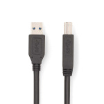 Nedis USB-Kabel | USB 3.2 Gen 1 | USB-A Male | USB-B Male | 5 Gbps | Vernikkeld | 2.00 m | Rond | PVC | Zwart | Doos Nedis USB-Kabel | USB 3.2 Gen 1 | USB-A Male | USB-B Male | 5 Gbps | Vernikkeld | 2.00 m | Rond | PVC | Zwart | Doos