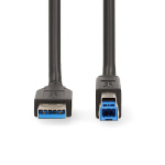Nedis USB-Kabel | USB 3.2 Gen 1 | USB-A Male | USB-B Male | 5 Gbps | Vernikkeld | 2.00 m | Rond | PVC | Zwart | Doos Nedis USB-Kabel | USB 3.2 Gen 1 | USB-A Male | USB-B Male | 5 Gbps | Vernikkeld | 2.00 m | Rond | PVC | Zwart | Doos