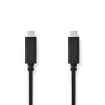 Nedis USB-Kabel | USB 3.2 Gen 1 | USB-C™ Male | USB-C™ Male | 60 W | 4K@60Hz | 5 Gbps | Vernikkeld | 2.00 m | Rond | PVC | Zwart | Doos