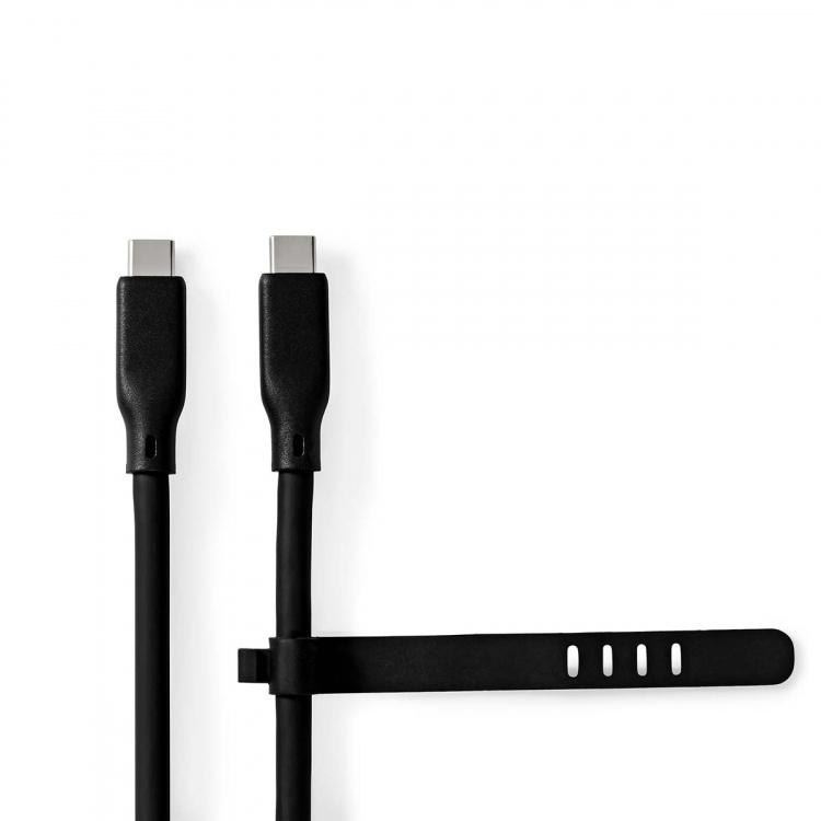 Nedis USB-Kabel | USB 3.2 Gen 1 | USB-C™ Male | USB-C™ Male | 60 W | 4K@30Hz | 5 Gbps | Vernikkeld | 1.50 m | Rond | Silicone | Zwart | Doos