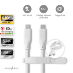Nedis USB-Kabel | USB 3.2 Gen 1 | USB-C™ Male | USB-C™ Male | 60 W | 4K@60Hz | 5 Gbps | Vernikkeld | 1.50 m | Rond | Silicone | Wit | Doos Nedis USB-Kabel | USB 3.2 Gen 1 | USB-C™ Male | USB-C™ Male | 60 W | 4K@60Hz | 5 Gbps | Vernikkeld | 1.50 m | Rond | Silicone | Wit | Doos