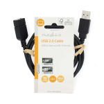 Nedis USB-Kabel | USB 2.0 | USB-A Male | USB-A Female | 480 Mbps | Vernikkeld | 1.00 m | Rond | PVC | Zwart | Label Nedis USB-Kabel | USB 2.0 | USB-A Male | USB-A Female | 480 Mbps | Vernikkeld | 1.00 m | Rond | PVC | Zwart | Label