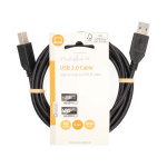 Nedis USB-Kabel | USB 2.0 | USB-A Male | USB-B Male | 10 W | 480 Mbps | Vernikkeld | 2.00 m | Rond | PVC | Zwart | Label Nedis USB-Kabel | USB 2.0 | USB-A Male | USB-B Male | 10 W | 480 Mbps | Vernikkeld | 2.00 m | Rond | PVC | Zwart | Label