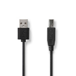 Nedis USB-Kabel | USB 2.0 | USB-A Male | USB-B Male | 480 Mbps | Vernikkeld | 3.00 m | Rond | PVC | Zwart | Label Nedis USB-Kabel | USB 2.0 | USB-A Male | USB-B Male | 480 Mbps | Vernikkeld | 3.00 m | Rond | PVC | Zwart | Label