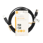 Nedis USB-Kabel | USB 2.0 | USB-A Male | USB-B Male | 480 Mbps | Vernikkeld | 3.00 m | Rond | PVC | Zwart | Label Nedis USB-Kabel | USB 2.0 | USB-A Male | USB-B Male | 480 Mbps | Vernikkeld | 3.00 m | Rond | PVC | Zwart | Label